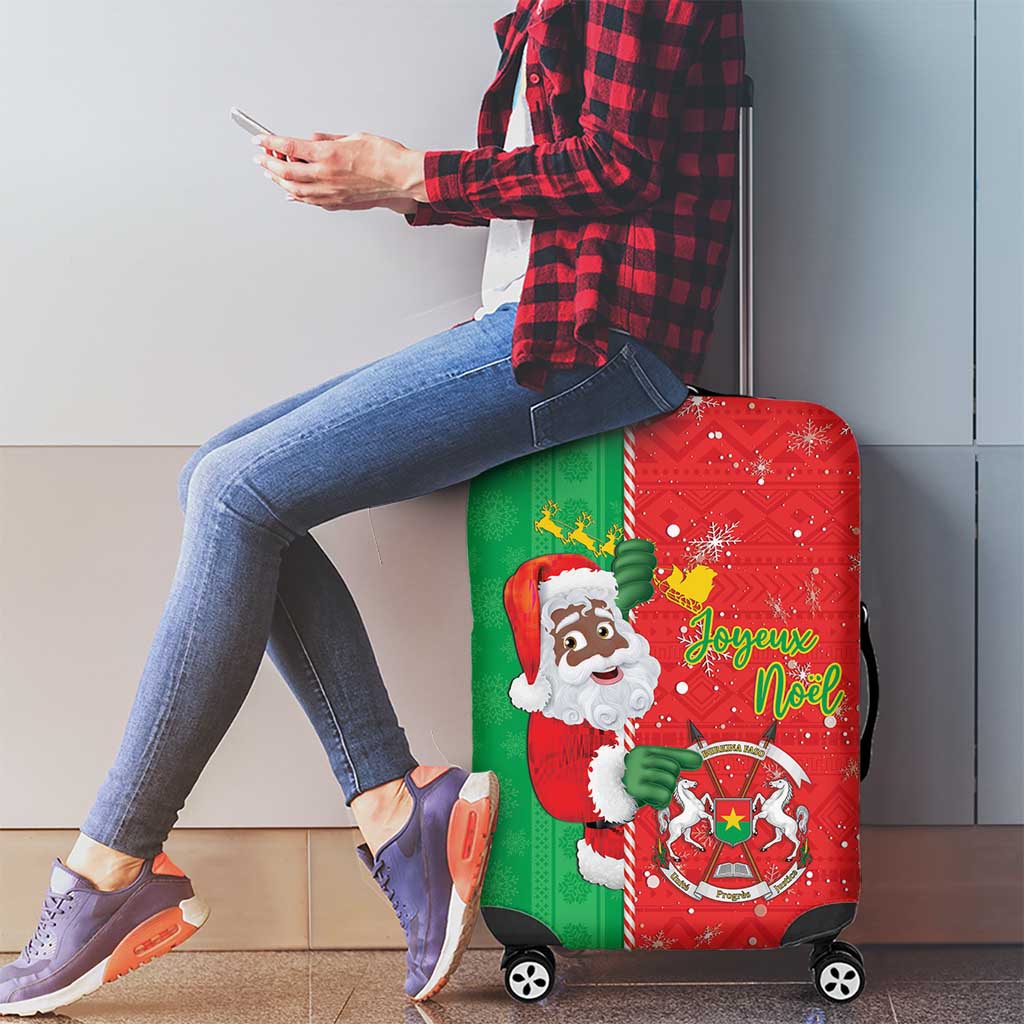 Burkina Faso Christmas Luggage Cover Black Santa Joyeux Noel LT15