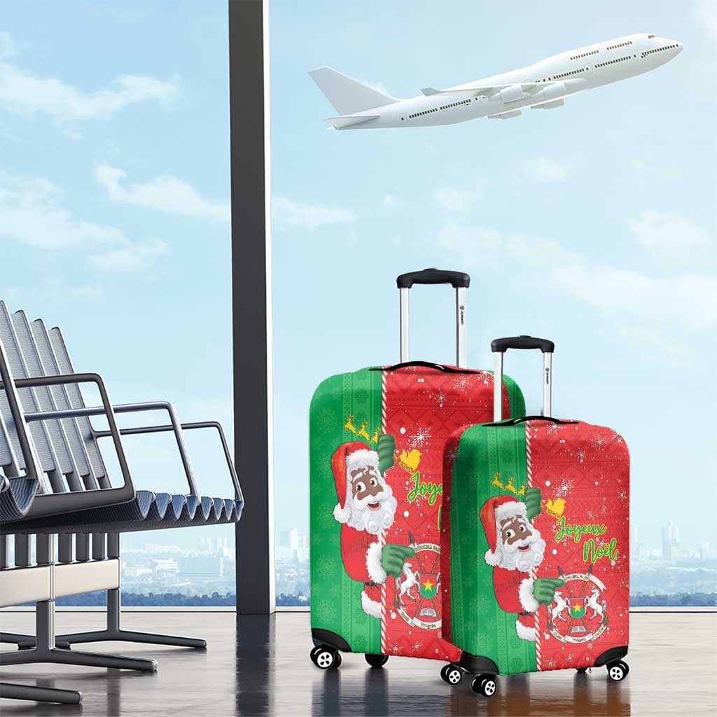 Burkina Faso Christmas Luggage Cover Black Santa Joyeux Noel LT15