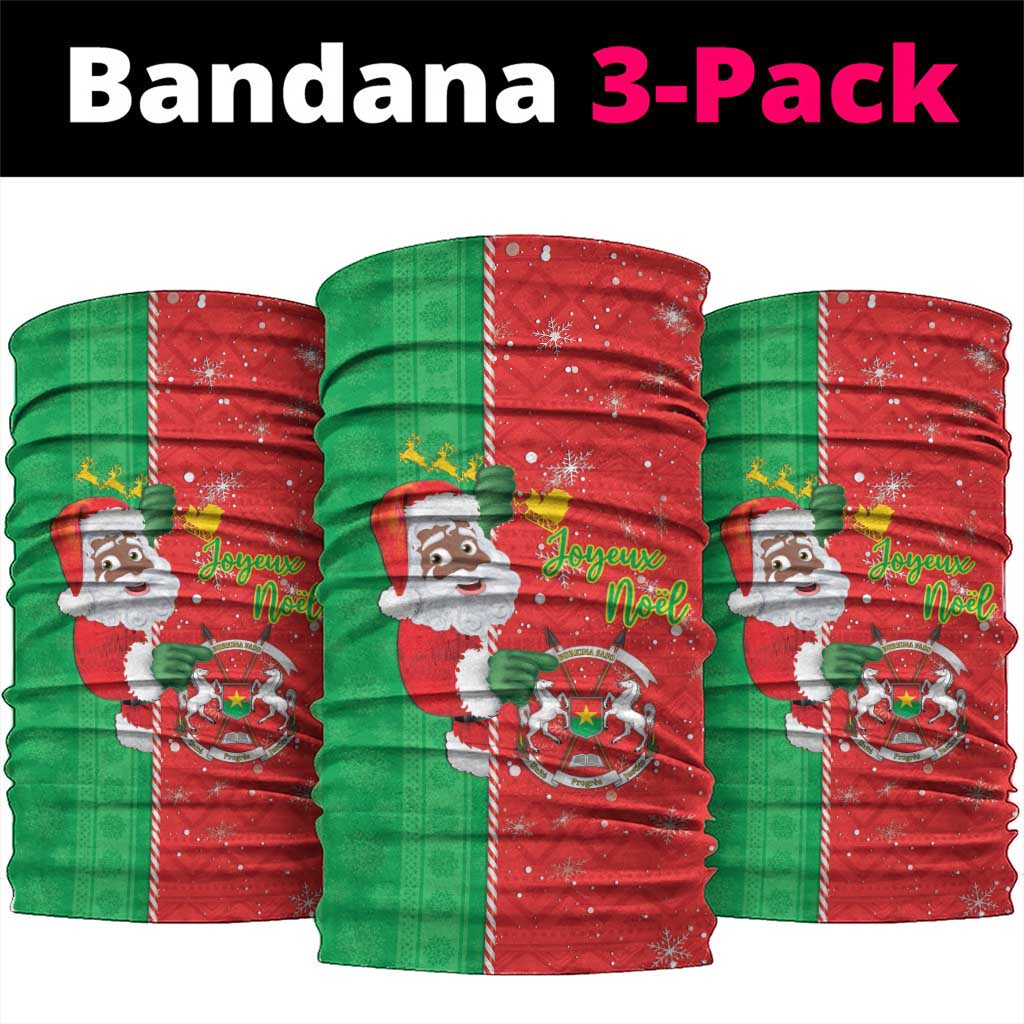 Burkina Faso Christmas Neck Gaiter Black Santa Joyeux Noel LT15