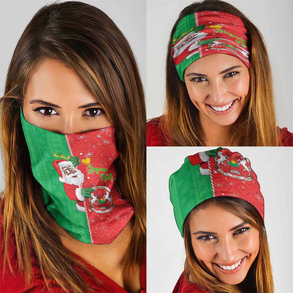 Burkina Faso Christmas Neck Gaiter Black Santa Joyeux Noel LT15