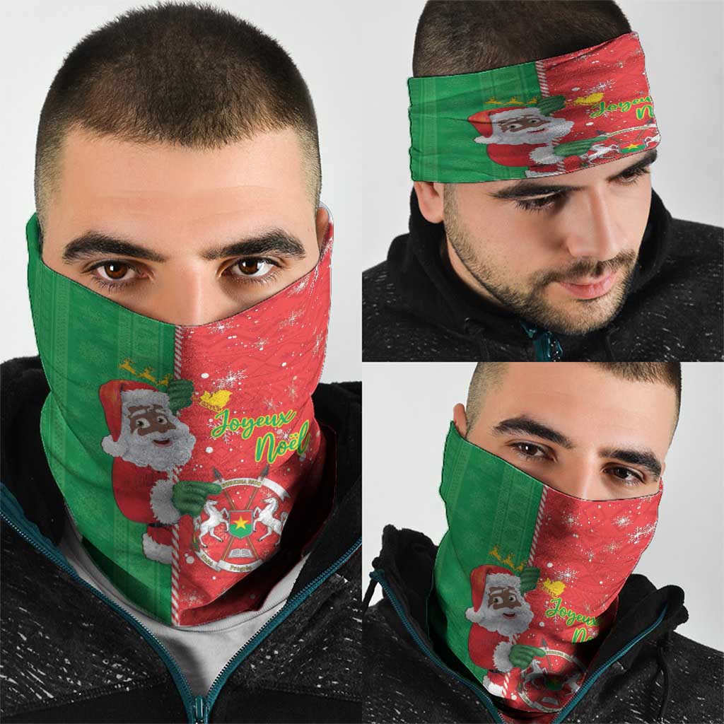 Burkina Faso Christmas Neck Gaiter Black Santa Joyeux Noel LT15