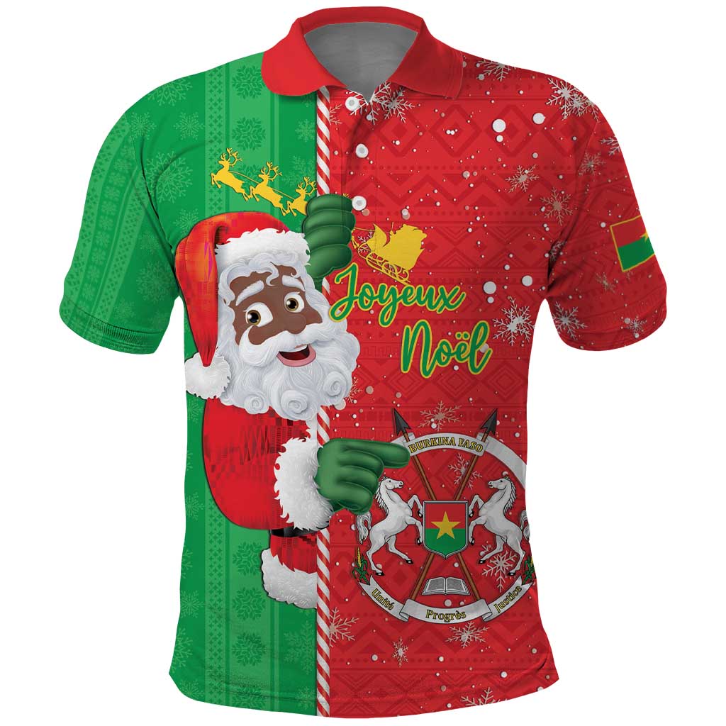 Burkina Faso Christmas Polo Shirt Black Santa Joyeux Noel LT15