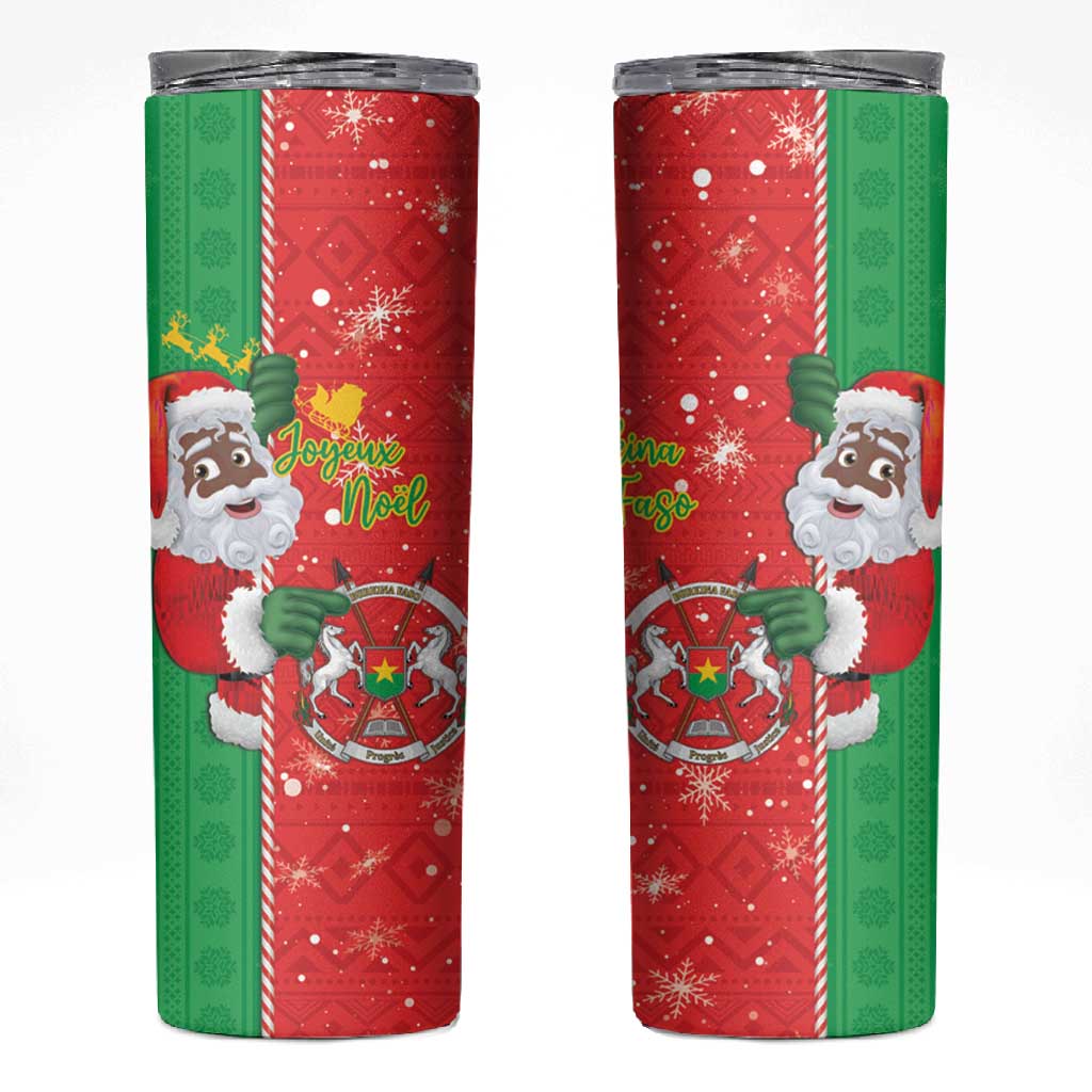 Afro Christmas in Burkina Faso Skinny Tumbler Black Santa Joyeux Noel LT15