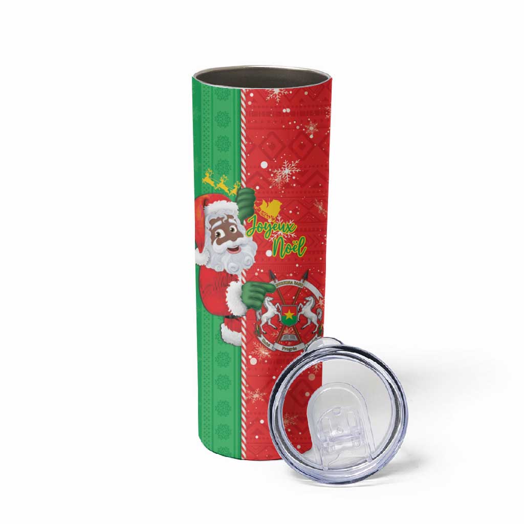 Afro Christmas in Burkina Faso Skinny Tumbler Black Santa Joyeux Noel LT15