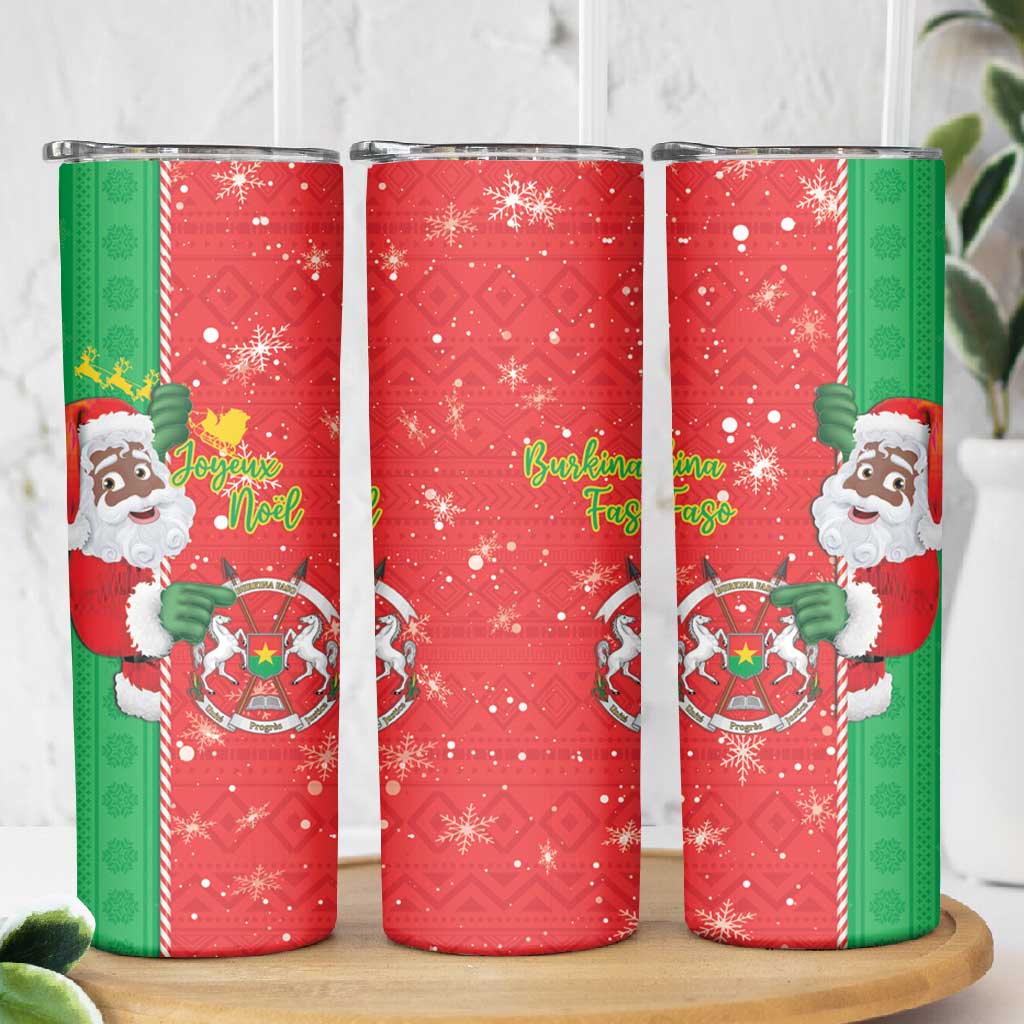 Afro Christmas in Burkina Faso Skinny Tumbler Black Santa Joyeux Noel LT15