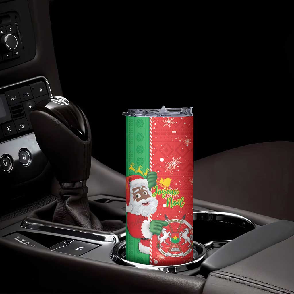 Afro Christmas in Burkina Faso Skinny Tumbler Black Santa Joyeux Noel LT15