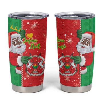 Afro Christmas in Burkina Faso Tumbler Cup Black Santa Joyeux Noel LT15