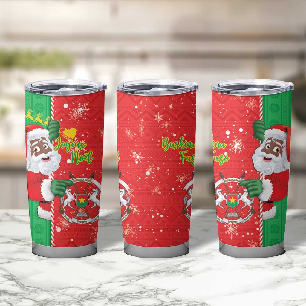 Afro Christmas in Burkina Faso Tumbler Cup Black Santa Joyeux Noel LT15