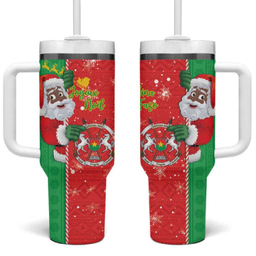 Afro Christmas in Burkina Faso Tumbler With Handle Black Santa Joyeux Noel LT15