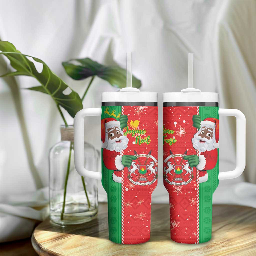 Afro Christmas in Burkina Faso Tumbler With Handle Black Santa Joyeux Noel LT15