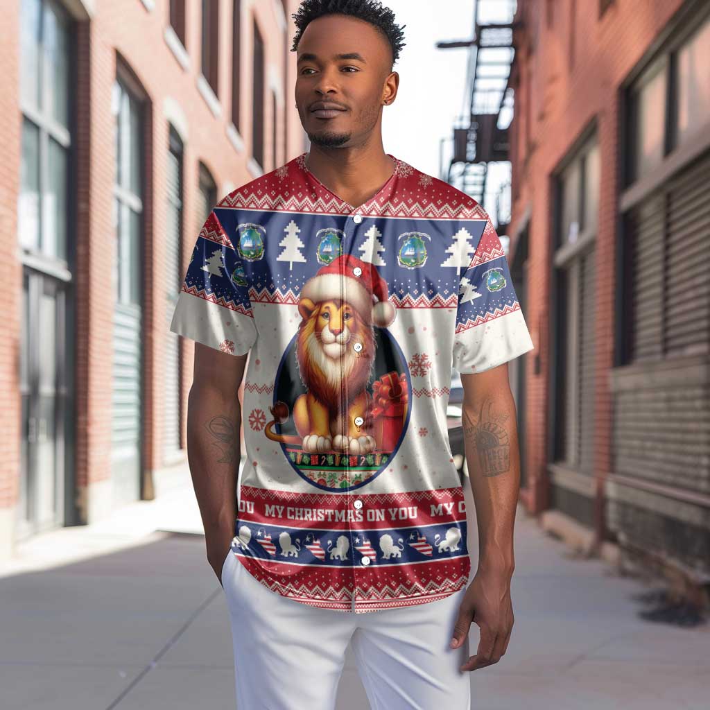 Liberia Christmas Baseball Jersey African Lion Santa LT15