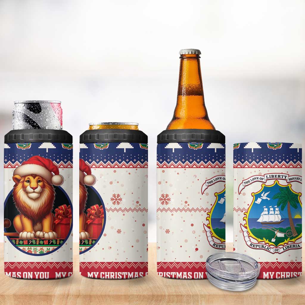 Liberia Christmas 4 in 1 Can Cooler Tumbler African Lion Santa LT15
