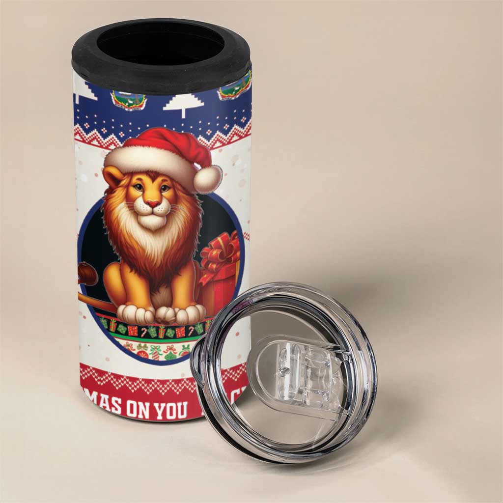 Liberia Christmas 4 in 1 Can Cooler Tumbler African Lion Santa LT15