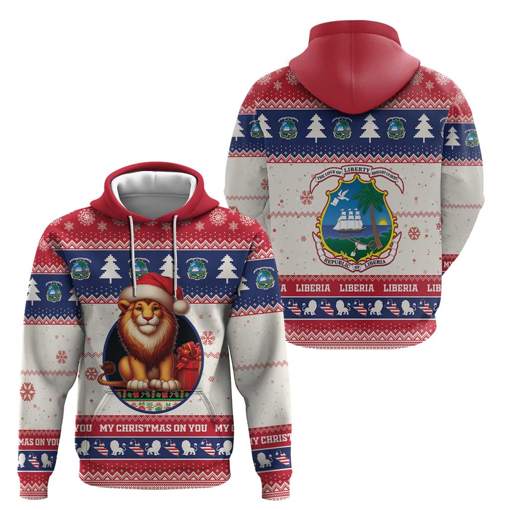 Liberia Christmas Hoodie My Christmas On You - Lion Santa LT15
