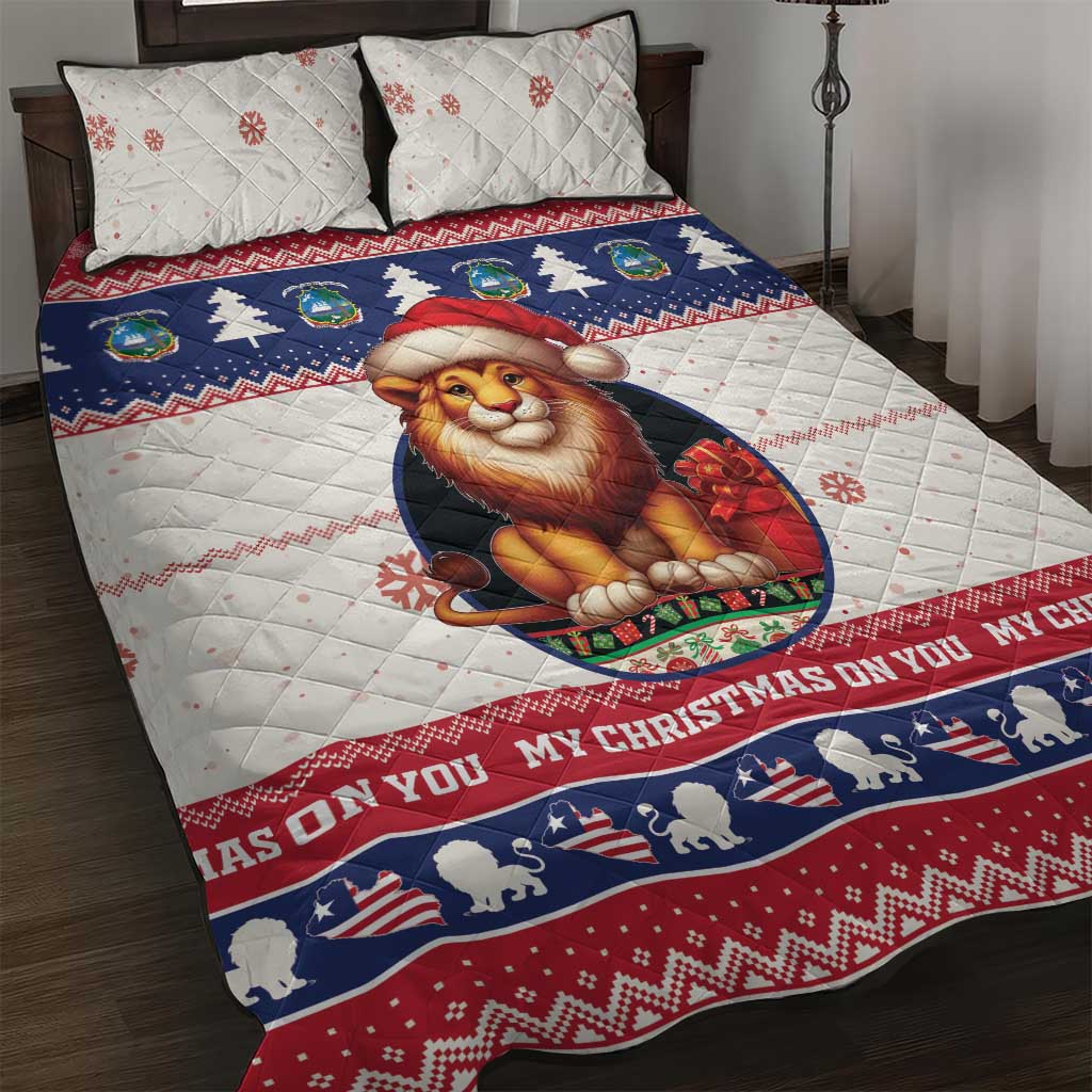 Liberia Christmas Quilt Bed Set African Lion Santa LT15