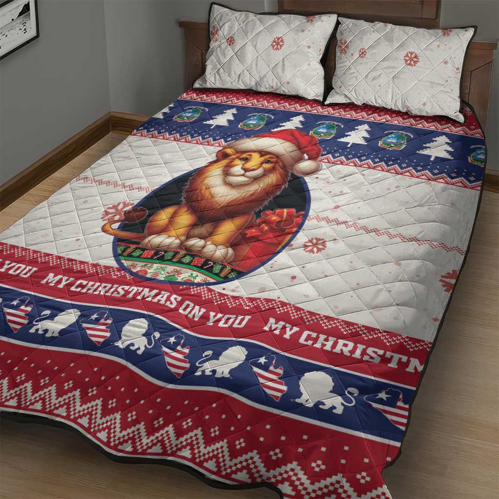 Liberia Christmas Quilt Bed Set African Lion Santa LT15