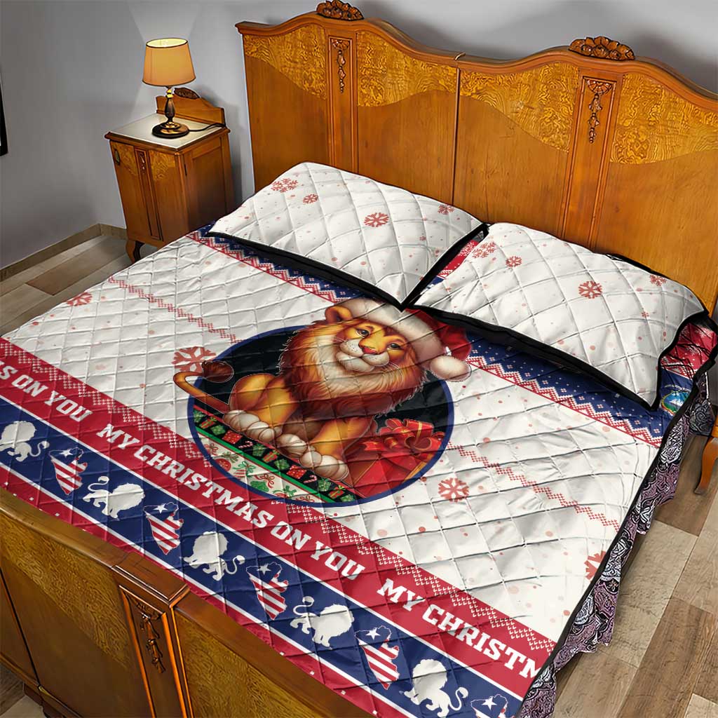 Liberia Christmas Quilt Bed Set African Lion Santa LT15