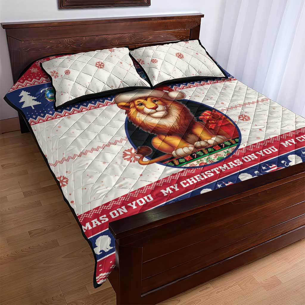 Liberia Christmas Quilt Bed Set African Lion Santa LT15