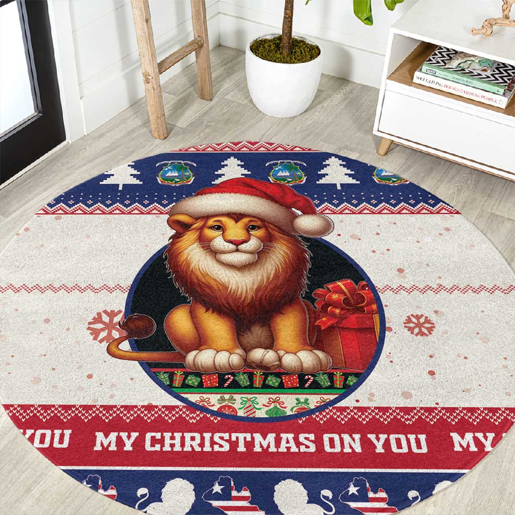 Liberia Christmas Round Carpet African Lion Santa LT15