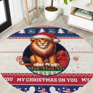 Liberia Christmas Round Carpet African Lion Santa LT15