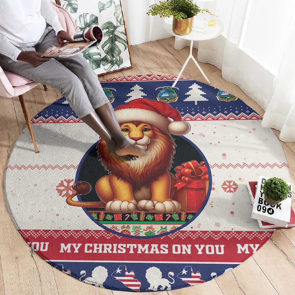 Liberia Christmas Round Carpet African Lion Santa LT15