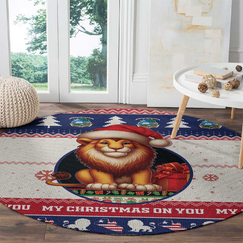 Liberia Christmas Round Carpet African Lion Santa LT15