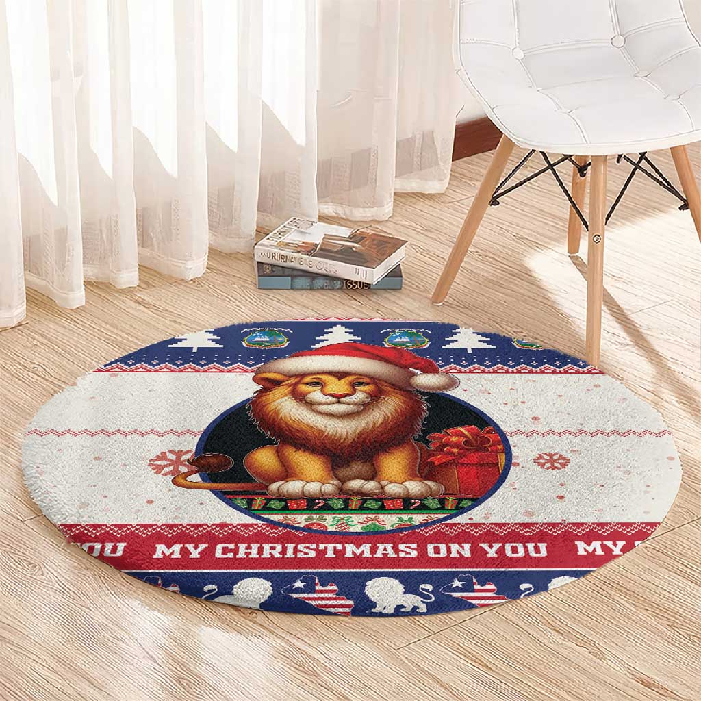 Liberia Christmas Round Carpet African Lion Santa LT15