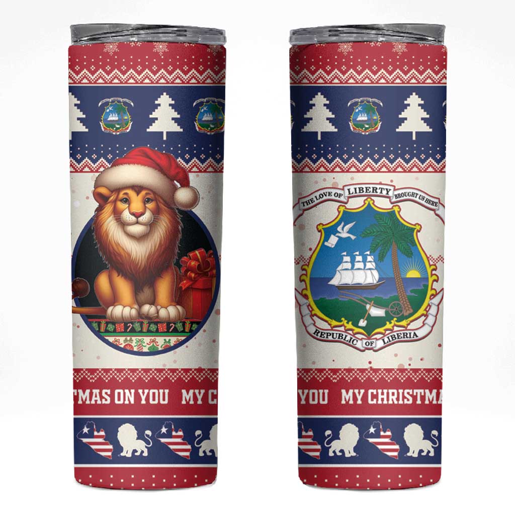 Liberia Christmas Skinny Tumbler African Lion Santa LT15