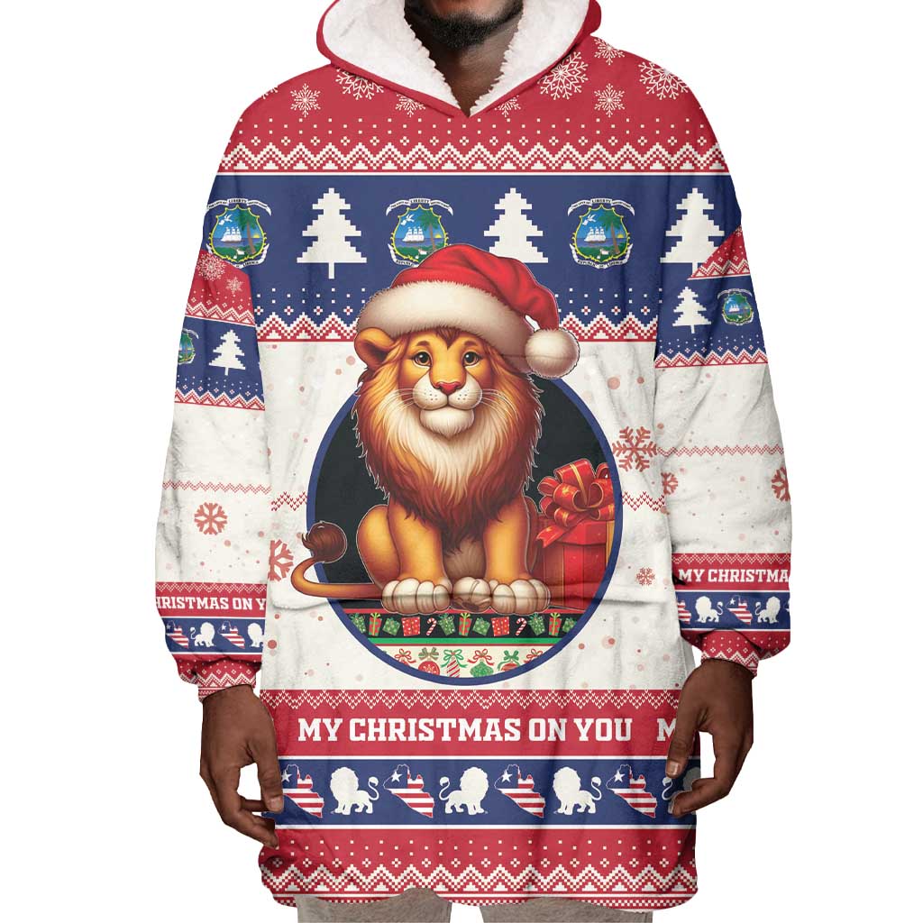 Liberia Christmas Wearable Blanket Hoodie African Lion Santa LT15