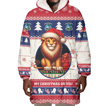 Liberia Christmas Wearable Blanket Hoodie African Lion Santa LT15