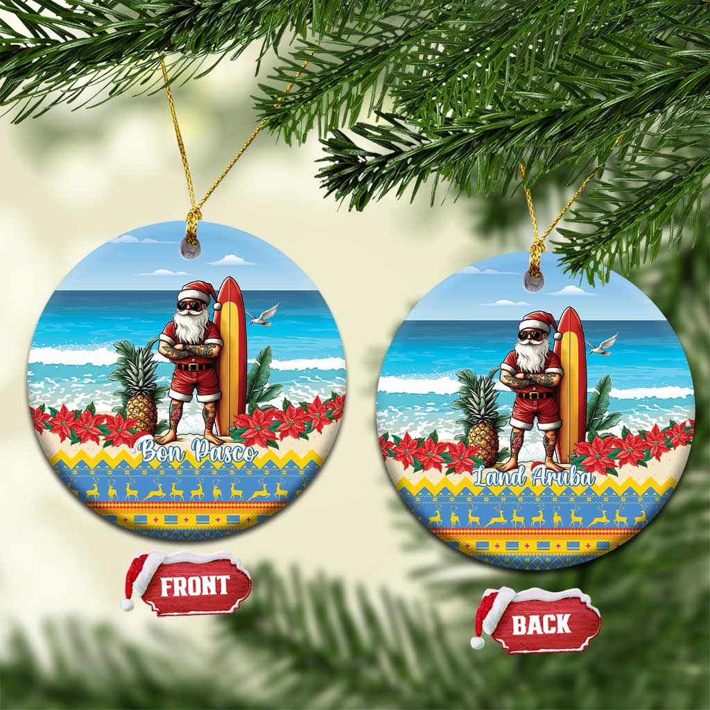 Aruba Christmas Ceramic Ornament Surfing Santa Bon Pasco LT15
