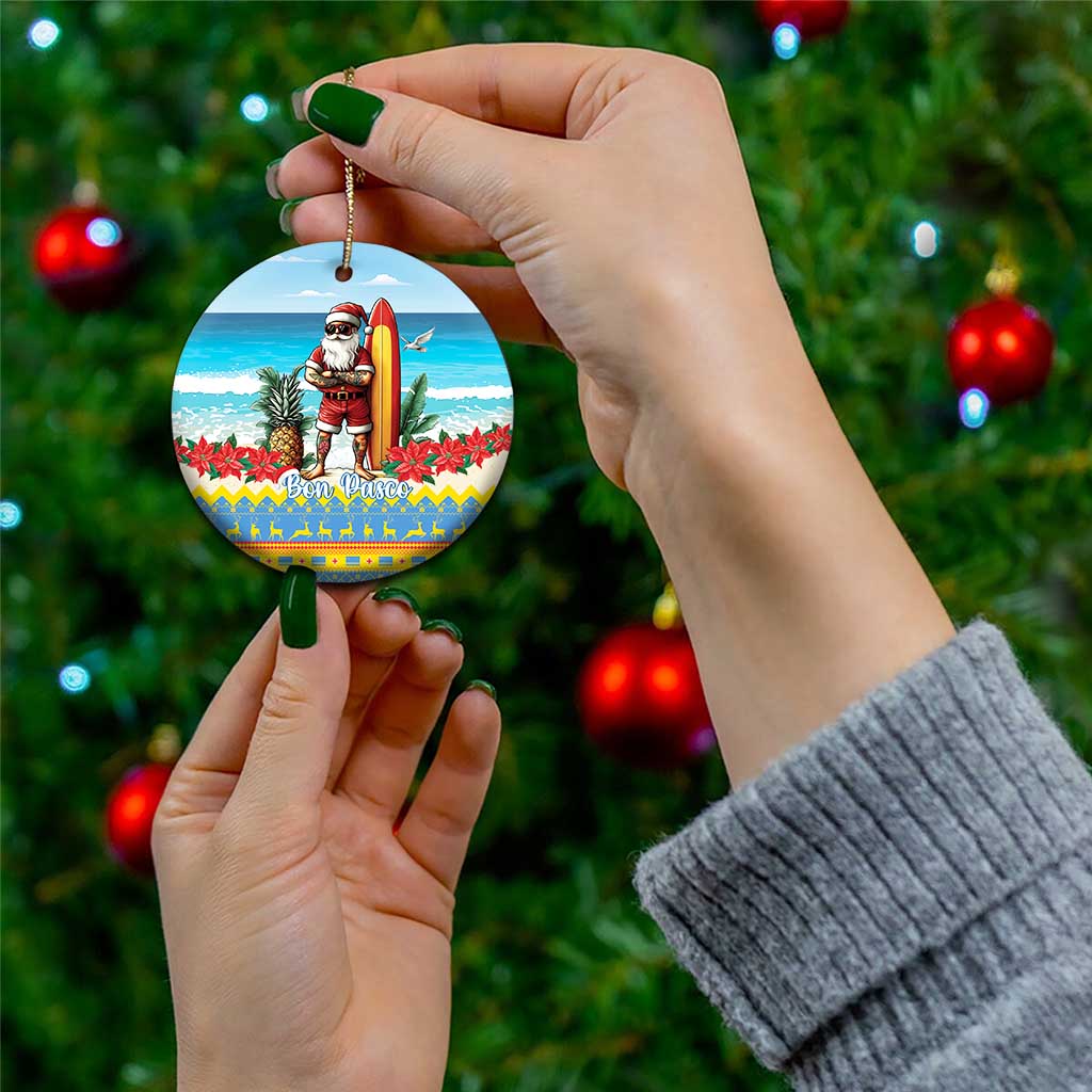 Aruba Christmas Ceramic Ornament Surfing Santa Bon Pasco LT15