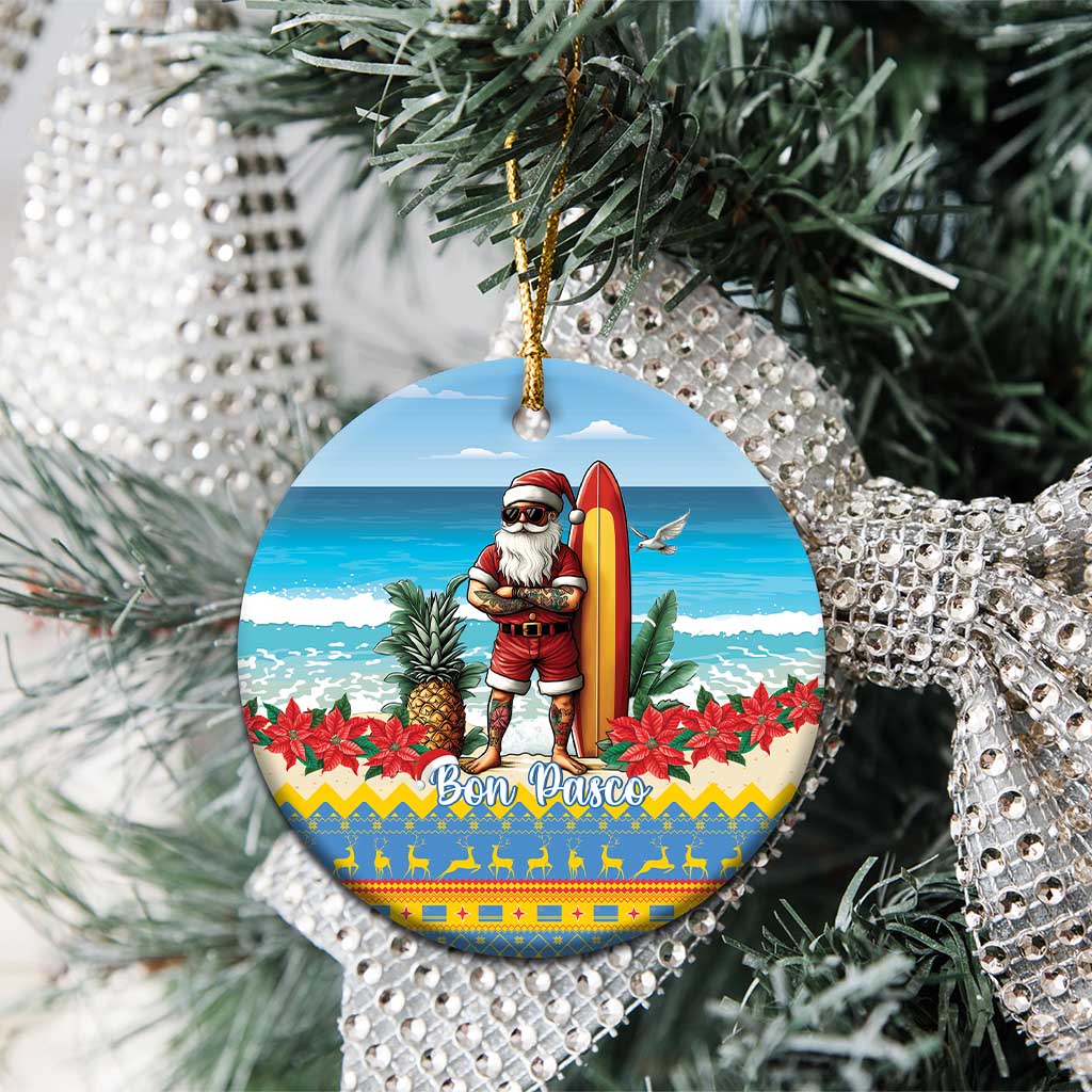 Aruba Christmas Ceramic Ornament Surfing Santa Bon Pasco LT15