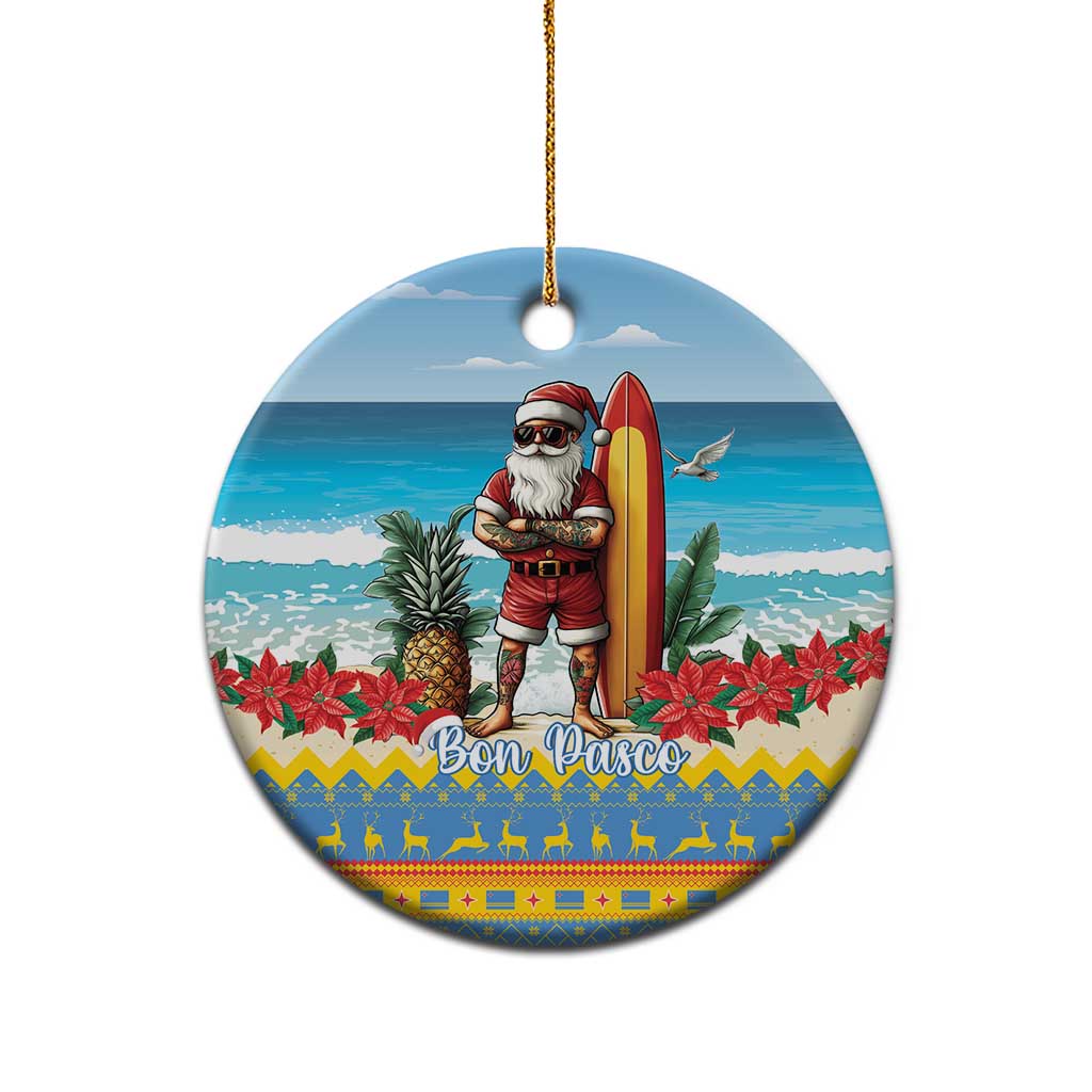 Aruba Christmas Ceramic Ornament Surfing Santa Bon Pasco LT15