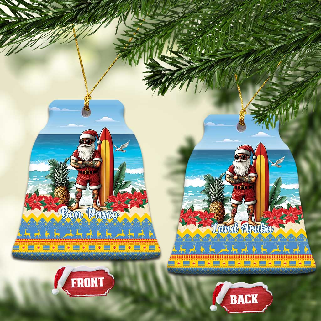 Aruba Christmas Ceramic Ornament Surfing Santa Bon Pasco LT15