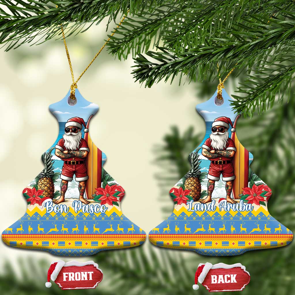Aruba Christmas Ceramic Ornament Surfing Santa Bon Pasco LT15