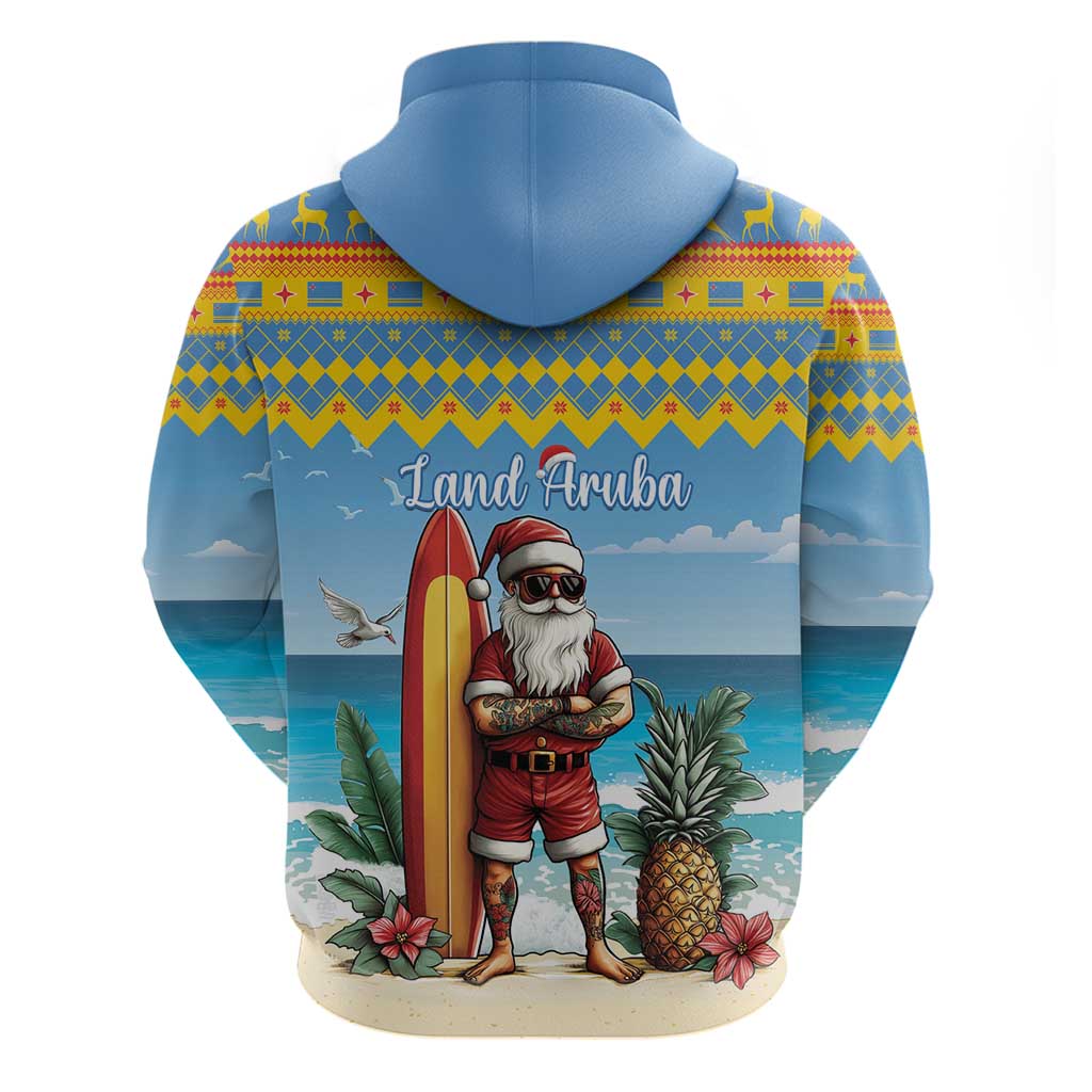 Aruba Christmas Hoodie Surfing Santa Bon Pasco LT15