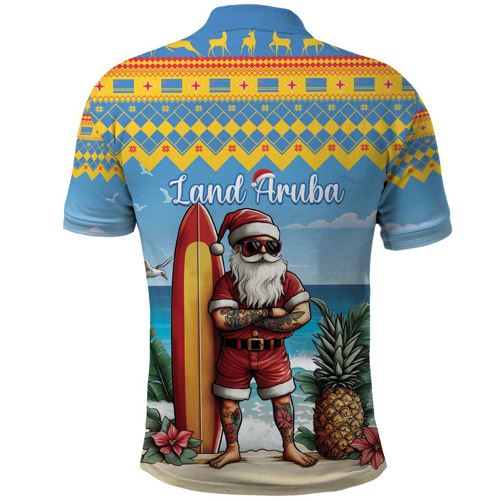 Aruba Christmas Polo Shirt Surfing Santa Bon Pasco LT15