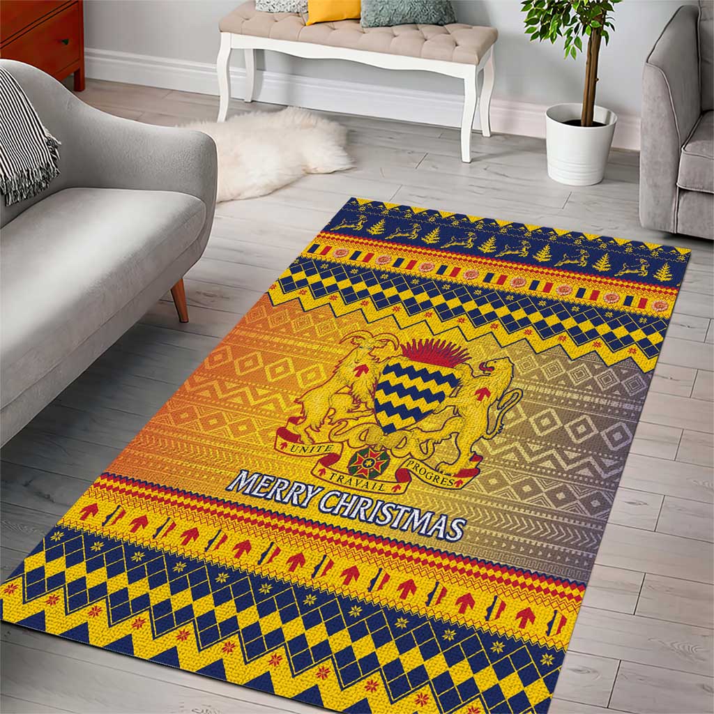 Afro Chad Christmas Area Rug Coat Of Arms With African Pattern LT15