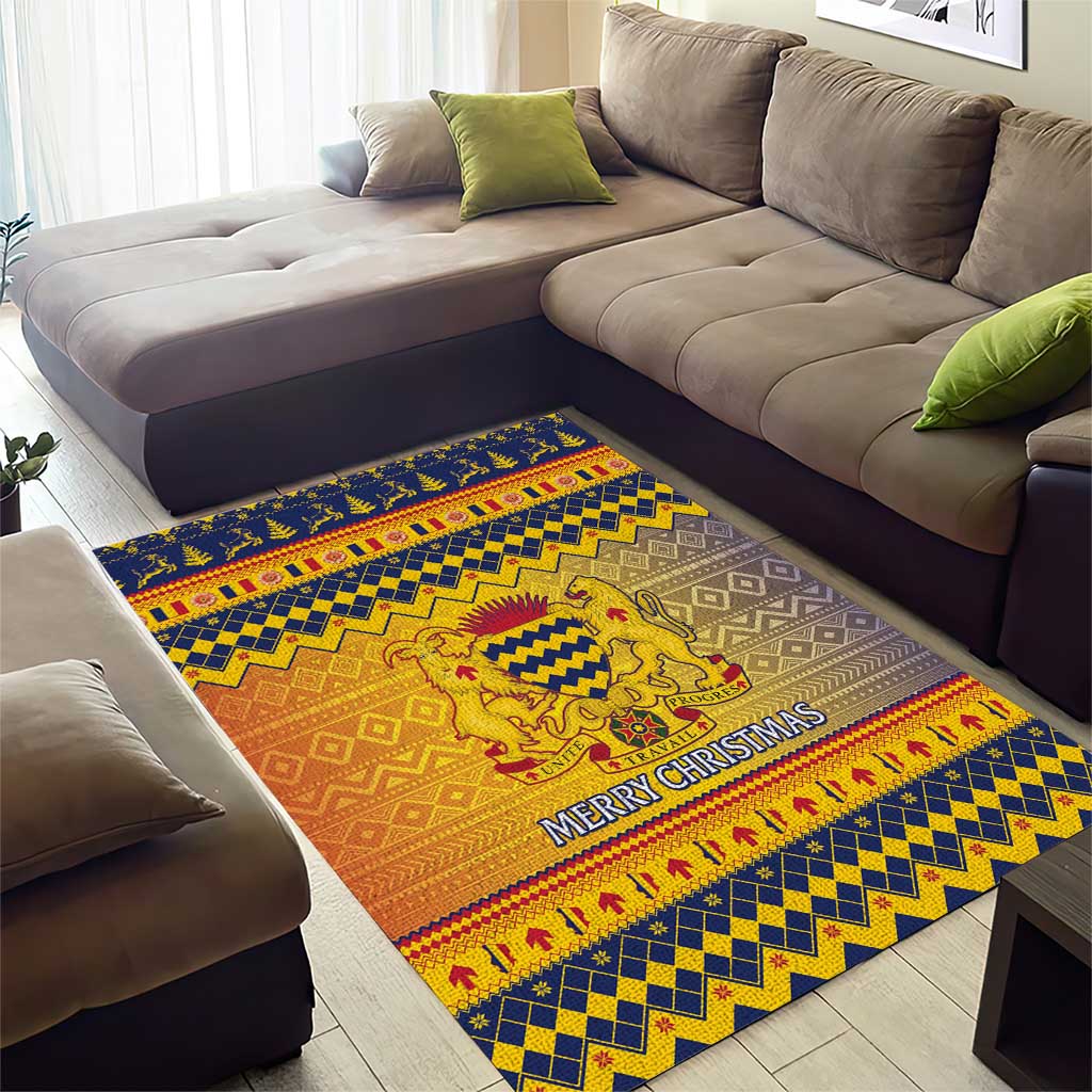 Afro Chad Christmas Area Rug Coat Of Arms With African Pattern LT15
