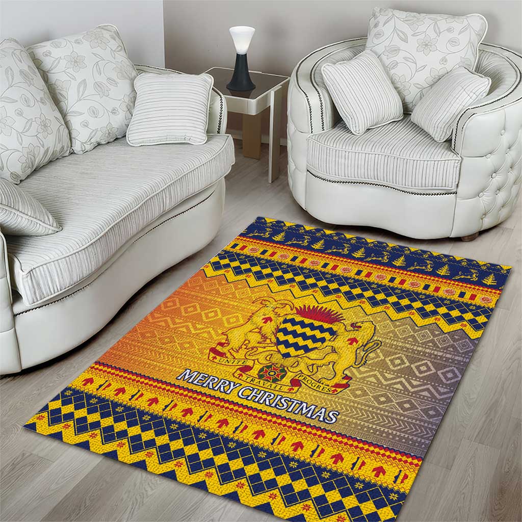 Afro Chad Christmas Area Rug Coat Of Arms With African Pattern LT15