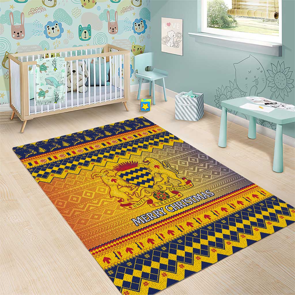 Afro Chad Christmas Area Rug Coat Of Arms With African Pattern LT15
