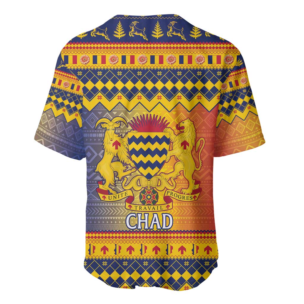 Afro Chad Christmas Baseball Jersey Coat Of Arms With African Pattern LT15