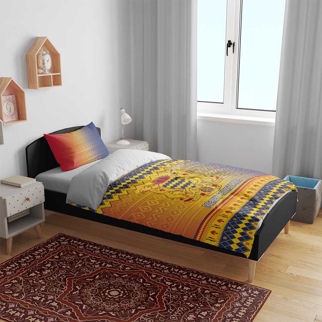 Afro Chad Christmas Bedding Set Coat Of Arms With African Pattern LT15