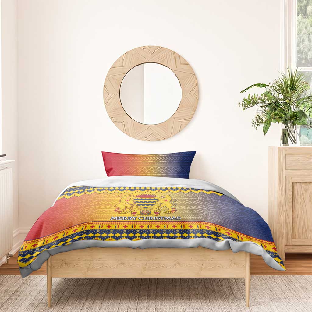 Afro Chad Christmas Bedding Set Coat Of Arms With African Pattern LT15