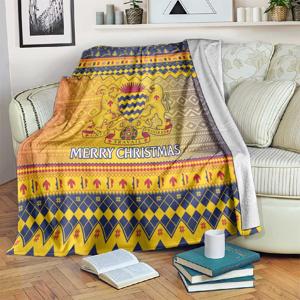 Afro Chad Christmas Blanket Coat Of Arms With African Pattern LT15
