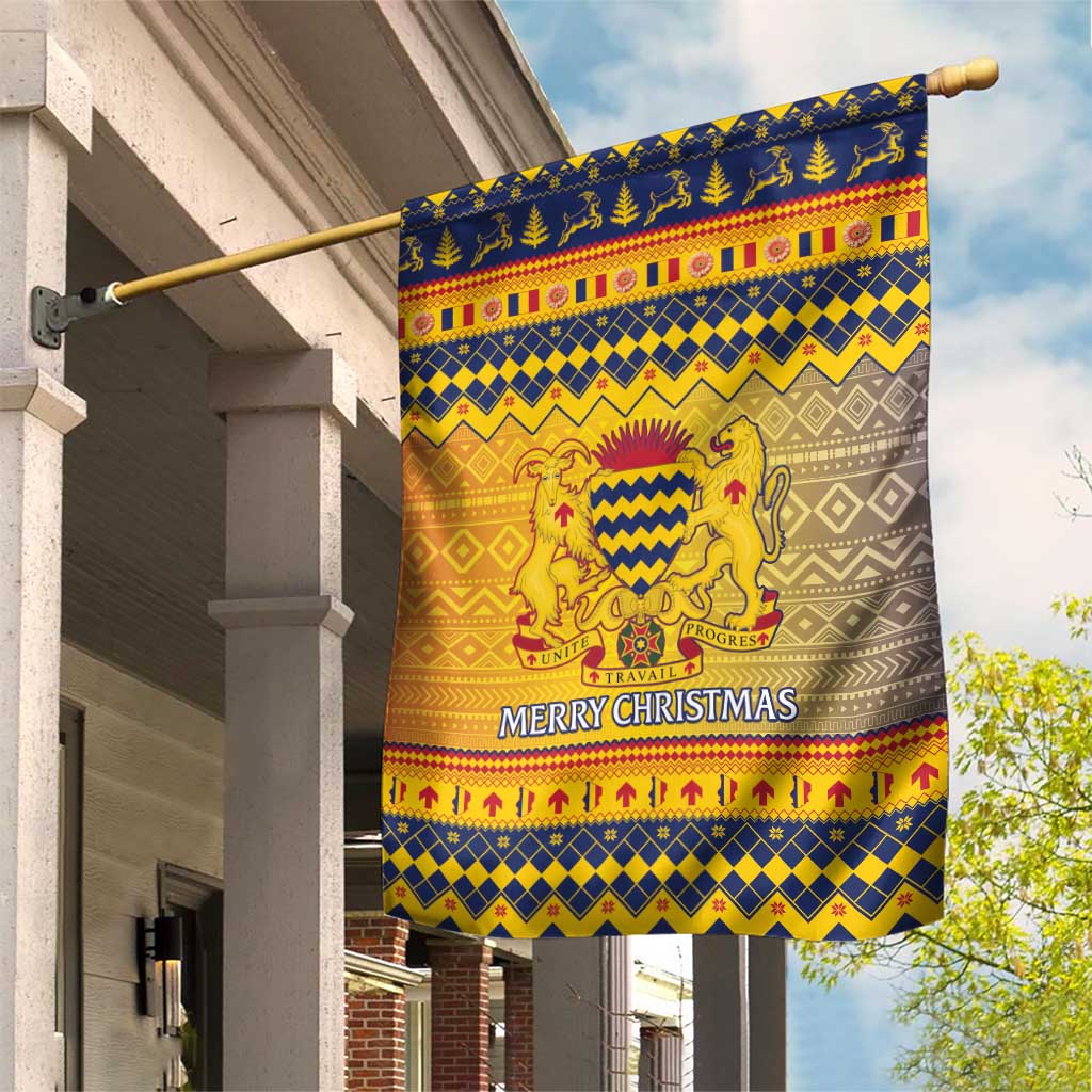Afro Chad Christmas Garden Flag Coat Of Arms With African Pattern LT15