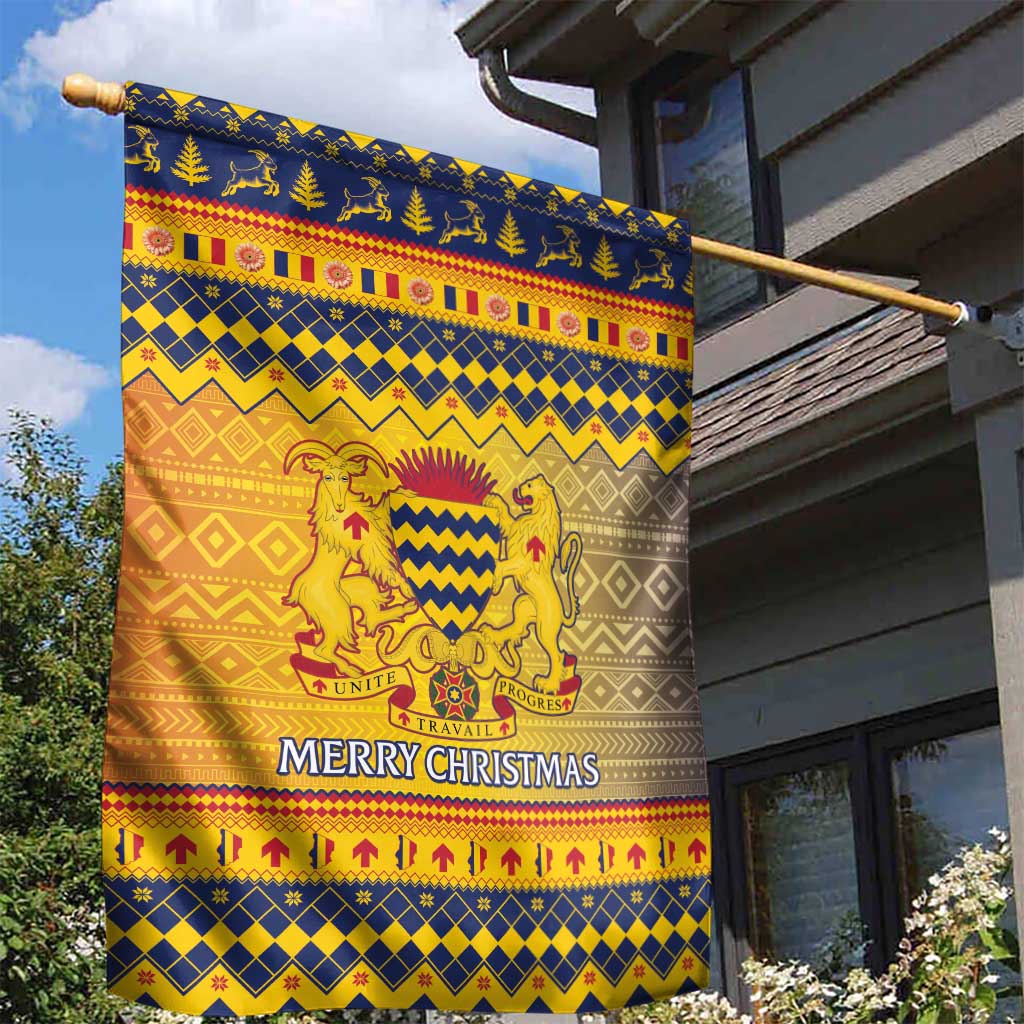 Afro Chad Christmas Garden Flag Coat Of Arms With African Pattern LT15