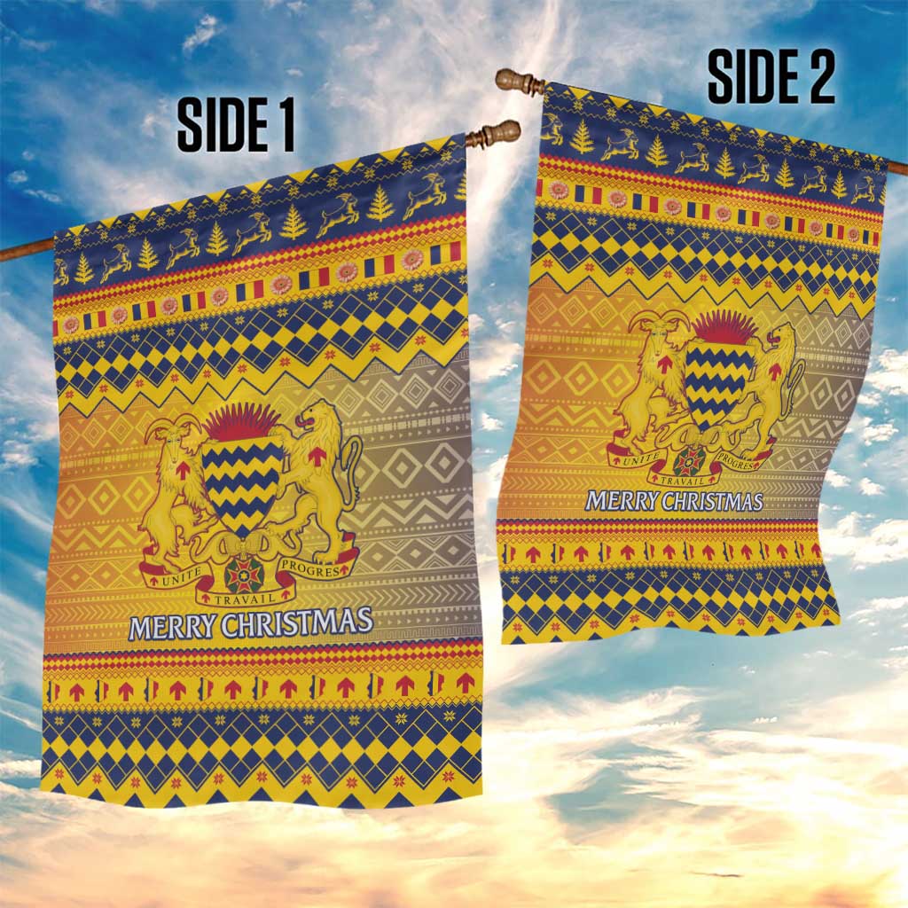 Afro Chad Christmas Garden Flag Coat Of Arms With African Pattern LT15