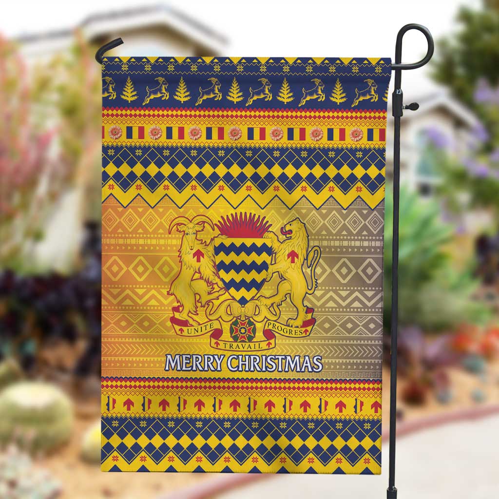 Afro Chad Christmas Garden Flag Coat Of Arms With African Pattern LT15